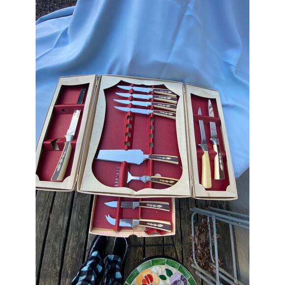 VTG Sheffield English Cutlery Presentation Set 14 of 19 Pcs one knife w no leafs - Picture 16 of 16